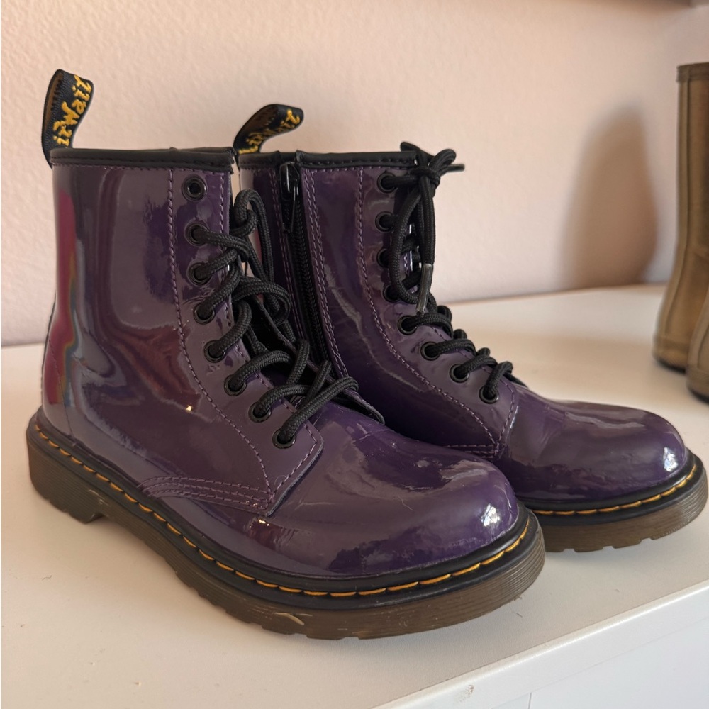 Dr. Martens Shiny Purple Kids Boots